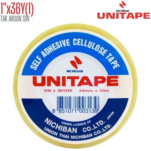 เทปใส 1 นิ้ว x 36 หลา UNITAPE แกน 1 นิ้ว