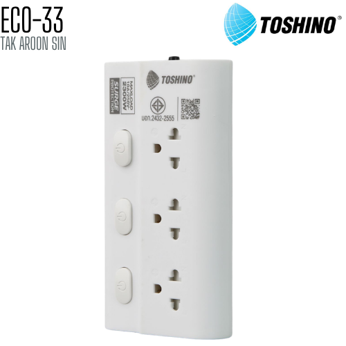 รางปลั๊กไฟ TOSHINO ECO-33 3 ช่อง 3 สวิตช์ สายยาว 3 เมตร