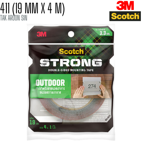 เทปกาว 2 หน้า แรงยึดสูงภายนอก 19 มม.x 4 เมตร SCOTCH 411