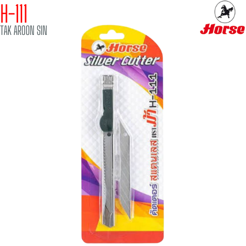 มีดคัตเตอร์สเตนเลส พร้อมใบมีด ขนาด 9 มม. ตราม้า รุ่น H-111