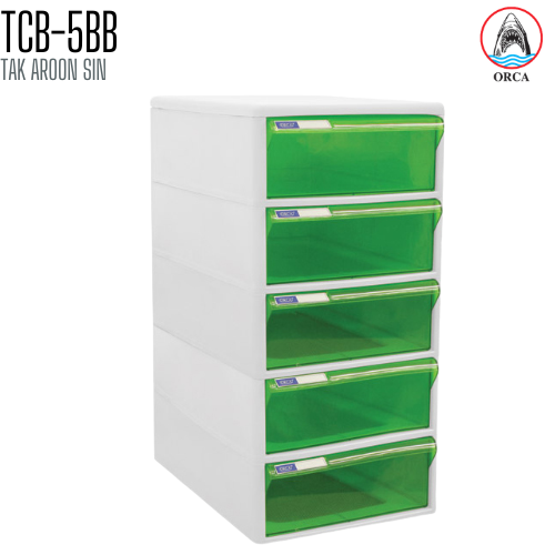 ตู้เอกสาร 5 ชั้น โครงขาว ลิ้นชักสีใส ORCA TCB-5BB