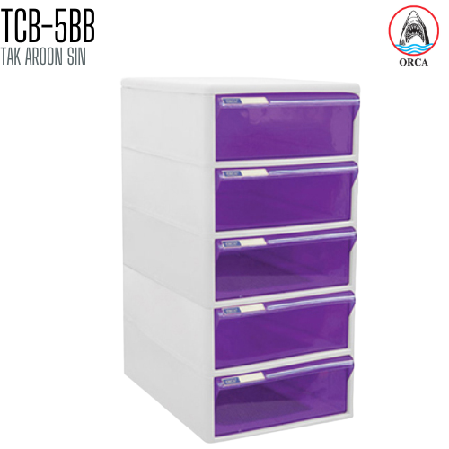 ตู้เอกสาร 5 ชั้น โครงขาว ลิ้นชักสีใส ORCA TCB-5BB