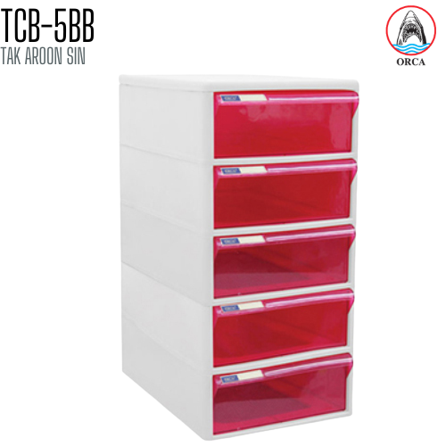 ตู้เอกสาร 5 ชั้น โครงขาว ลิ้นชักสีใส ORCA TCB-5BB